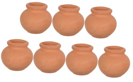 SOPOTUTU 7 Mini Macetas de Terracota Marrón para Plantas Suculentas Diseño Transpirable y Acabado Elegante para Decoración Interior y Exhibición de Plantas