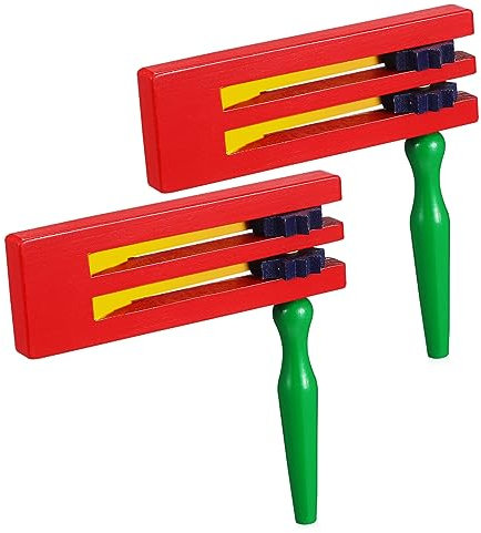 minkissy Wooden Matraca Noise Maker Toys for Boys and Girls Traditional Wood Ratchet Rattle Instruments Suitable for Sporting Events Party Favors 2pcs