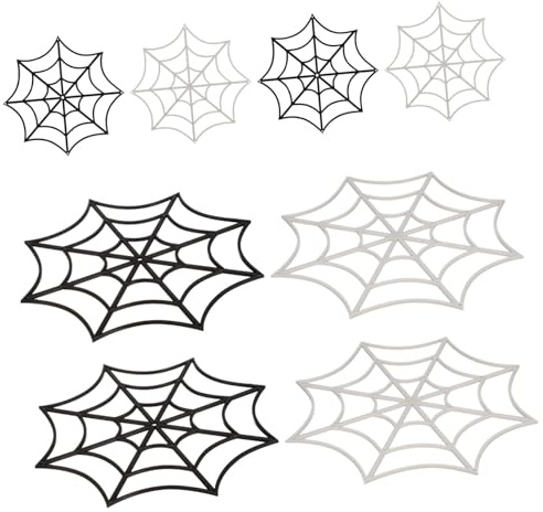 FONDOTIN 12 pezzi Ragnatele Decorative Halloween Resistente Nero e Bianco Addobbi Festa Autunnale e Atmosfera Realistica per Casa e Party