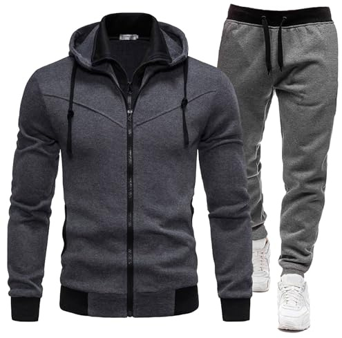 Chándal de caballero Trajes de hombre Invierno Otoño Deportivo Patchwork Chaqueta con Capucha Pantalones Conjunto de Dos Piezas Traje Casual Manga Larga Cómodo Ropa Deportiva Traje Amarillo Niños