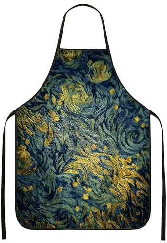 Delantales artísticos para cocinar, color azul, vintage, para adultos, con textura, lavable, para barbacoa, jardinería, trabajo de chef, Azul, 24x31 Inch