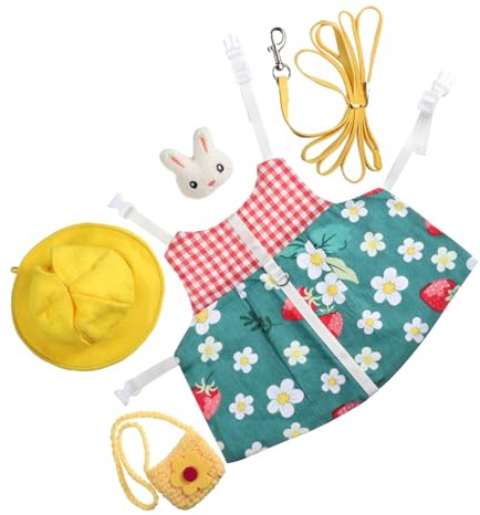 ORFOFE Kaninchen Zuggeschirr Satz Mit Leinem Atmungsaktives Haustiergeschirr Aus Robustem Material Für Outdoor Und Fotos Hasenkleid Mit Mütze Für Kleine Kaninchen