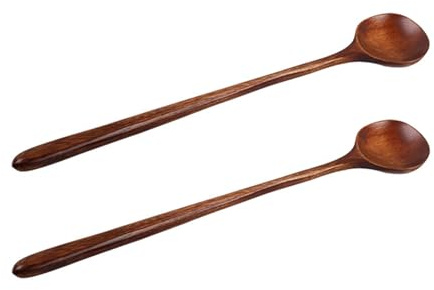 DIYEAH 2pièces Louche Bois Longue Avec Manche De Cuillère à Soupe Fine Et Légère Ustensile De Cuisine Pour Mélanger Et Servir Café Thé Cocktails Et Desserts