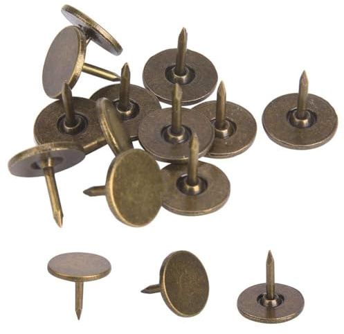 Cryfokt Clou de Rembourrage Rétro Pointu en Fer Bronze Cyan, 100 Pièces, épingle Décorative pour Accessoires de canapé, Armoire à Vin, Bleu (Diamètre 11MM * longueur totale 11MM)