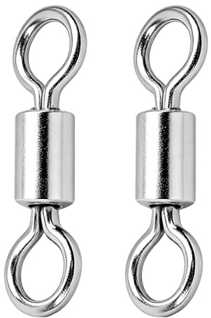 AMYSPORTS Lure Connector Swivels Fishing Stainless Steel Saltwater Fishing Swivel Rolling High Strength Barrel Swivels Tackle SUS304, 50pcs, 231lbs