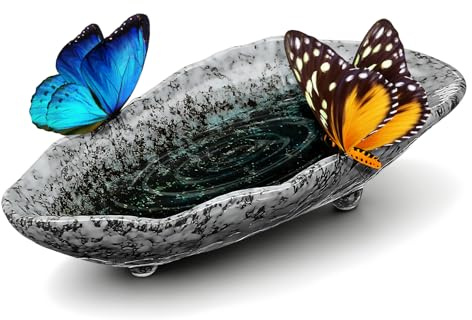 Totority Mangiatoia per Uccelli da Esterno in Ceramica Vassoio per Farfalle e Api, Contenitore per Cibo da Giardino Grande Capacità, Decorazione Naturale per Habitat di Fauna Selvatica