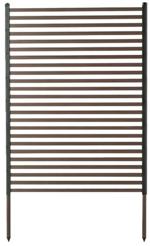 GOCHUSX Pantalla De Privacidad para Exteriores, Paneles De Valla Decorativos De Metal con Estacas Metálicas, Divisor Decorativo Tubos Y Lamas Estacas Altas para Vallas(Brown-1PC,90x150cm)