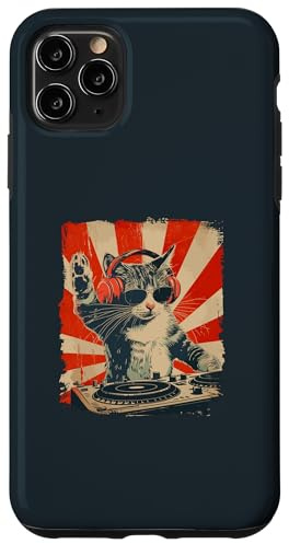 Drôle DJ Cat Disco Sound Tech Casque Musique Coque pour iPhone 11 Pro Max
