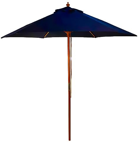 BrackenStyle Wooden Garden Parasol, 2m Diameter, Navy Blue