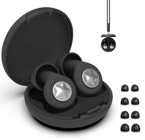 Tapones Oidos Ruido Dormir, 45dB Tapones Reutilizables Ultracómodos para Dormir con 8 Tapones de Silicona para Dormir Concentrarse Viajar y Conciertos
