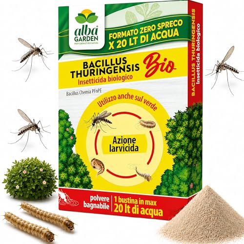 Albagarden - Insetticida Antizanzare Naturale Biologico - Bacillus Thuringiensis, Larvicida Per Disinfestazione Zanzare e Insetti da Giardino - Polvere x 10 gr