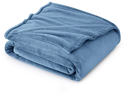 Sängflanell sofffiltar 150x200 cm - Extra mjuk 100% mikrofiber Vändbar 90 sängfilt - Andas blå filt