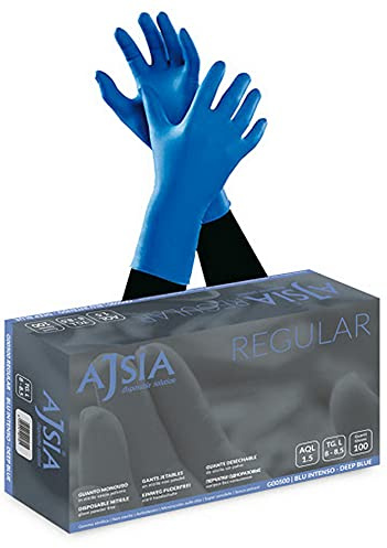 AJSIA Guanti nitrile Regular (senza polvere) Confezione 100 pezzi (M)