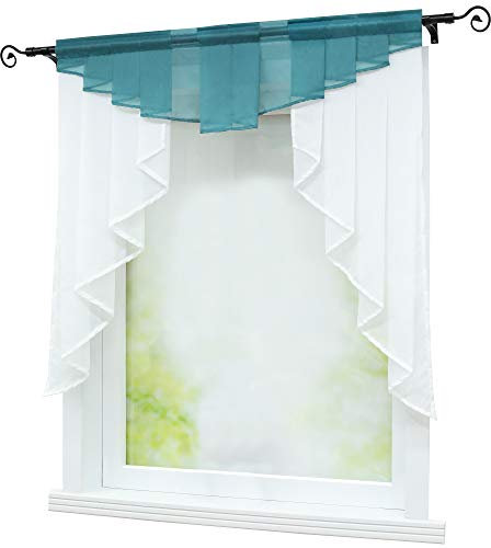 Joyswahl Kleinfenster Scheibengardine Voile Bistrogardine »Gerda« mit Tunnelzug Transparente Gardine Stores BxH 120x145cm Blau 1er Pack