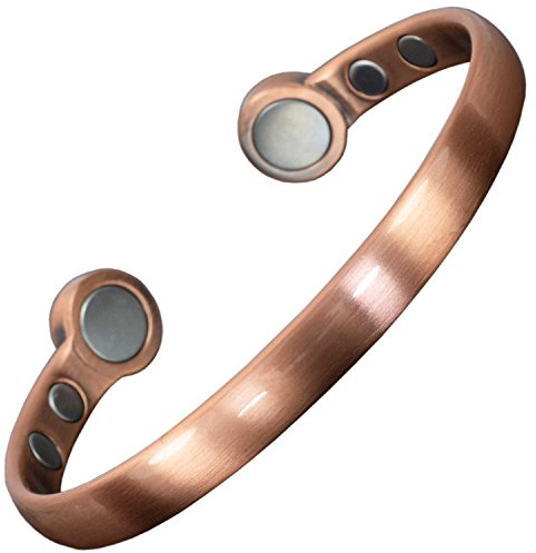 Ren koppararmband med 6 kraftfulla magneter presentidé magnetiskt armband herr dam fantastisk födelsedagspresent unisex armband (handled 16,5–19,5 cm)