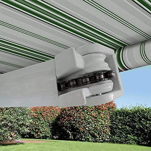 Sangiorgio Tenda da Sole Barra Quadra Braccio con Catena Colore Rigato Verde 400x300 Cm