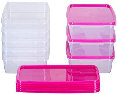 MiraHome Gefrierdosen 8x1L rechteckig pink – Vorratsdosen mit Deckel luftdicht – Transparente Frischhaltedosen – Aufbewahrungsbox Küche für Mealprep & Organisation – Austrian Quality
