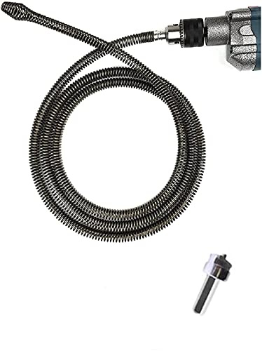 Herramienta de Dragado de Tubería de Resorte, Removedor de Obstrucciones Drenaje de Serpiente con Adaptador de Taladro, para Fregadero de Cocina Baño Bañera Inodoro Obstruido (2m)