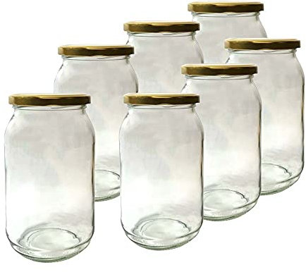 DIAH DO IT AT HOME 900 ml Jam Jars and Twist-Off Lids - 16 x Glass Jars 900ml + Lids Jar (900ml) Pickling Jars Chutney Honey Storage