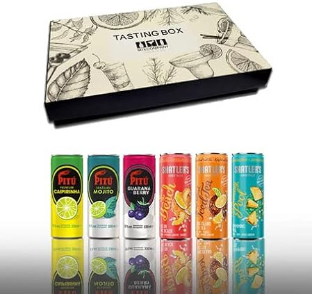 Cocktail 6er Tasting Box - 3x Pitu je 330ml (10% Vol) + 3x Shatlers je 250ml (10,1% Vol) Ready to Drink Cocktail Probierset Geschenk Set
