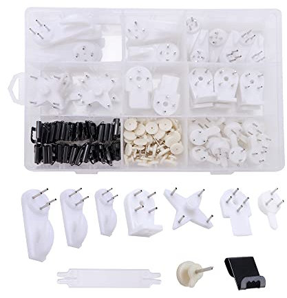 VooGenzek 169 Pezzi Muro Gancio di Plastic, Non-Trace Cartongesso Foto-appendere Portafoto Gancio, Ganci per Quadri, per Appendi Cornici per Foto, Orologi, Foto di Matrimoni