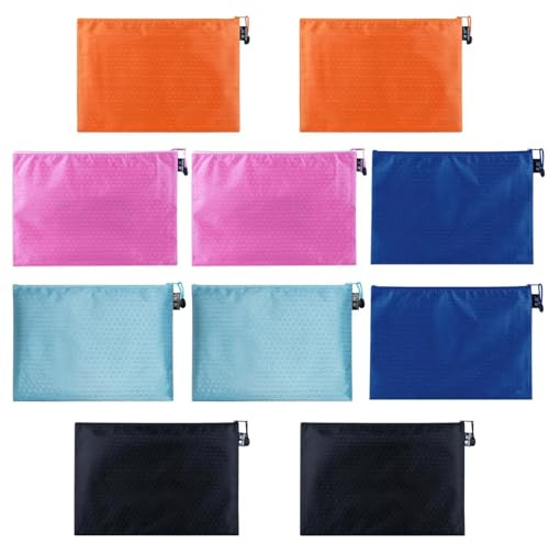 Dokumententasche A5 Reissverschluss,Geldtaschen Banktasche,10 Stück Dokumententasche A5,Wasserdicht Aktentasche Mehrfarbig Reißverschluss Kosmetiktasche,Aufbewahrungstasche