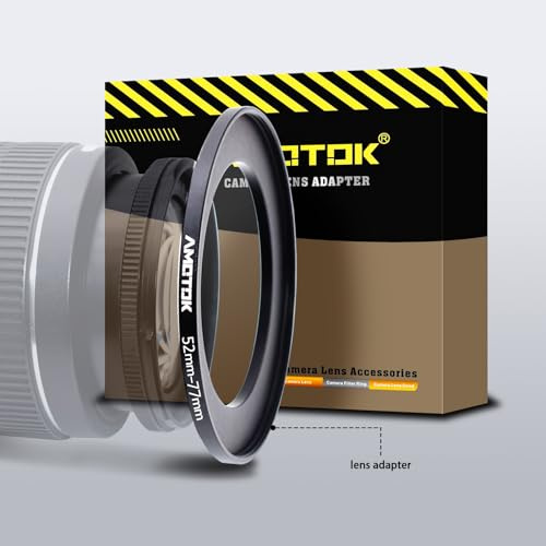52mm a 77mm Anillo de filtros de cámara de Compatible con Todas Las Lentes de cámara de 52 mm a 77mm UV CPL ND Accesorio de Filtro y Capucha de Lente de 77mm (52-77mm)