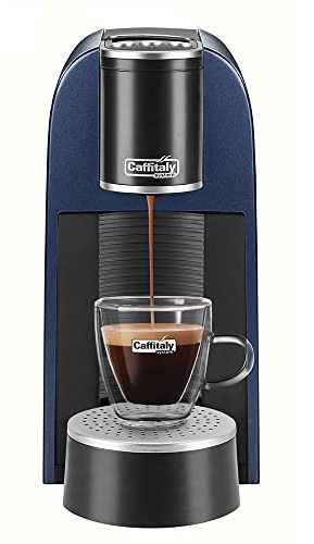 Caffitaly System, Macchina Caffè Arka S33R per Capsule Originali Caffitaly, Compatta, Veloce e Silenziosa, Sistema Multibevanda, Dosaggio Automatico, Accensione Rapida, Autospegnimento, 42kWa, Blue