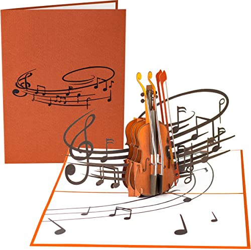 PopLife Violin musikinstrument 3D pop up-kort – musiker födelsedag gratulationskort, pensionsfest, fars dag, lärargåva från student, musikskolexamen, violinistprital, musiklek