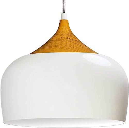 bamyum Kreis Küchenlampe Hängend Vintage Ø30 cm, Hängelampe Küche, Pendelleuchte Esstisch, Esszimmerlampe Weiß