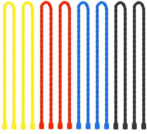Dreamxiang 8Pcs 12-inch Silicone Cable Ties Reusable Steel-Core Silicone Twist Cable Tie Straps for Bundling and Organizing Colorful Bendable Holder Strap for Indoor and Out All Purpose, 4 Colors
