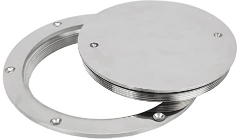 Plaque de Pont Marine, Plaque de Pont de Trappe D'inspection Ronde étanche en Acier Inoxydable 316 de 6 Pouces, Couverture de Pont de Bateau à Surface Polie Miroir Antidérapante