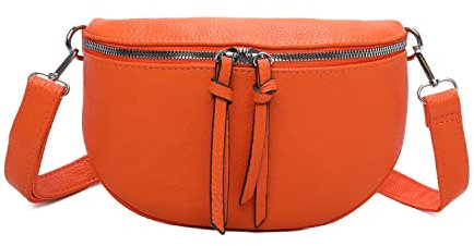 OBC Damen Tasche Gürteltasche Crossbody Hüfttasche Bauchtasche Umhängetasche Cross-Over Bodybag Schultertasche Handytasche Kosmetiktasche Kunst-Leder L313 Orange 24x15x5 cm