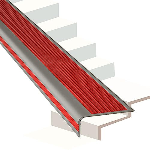 Treppenkantenprofil Treppenprofil Treppenkanten-Übergangsstreifen, 4 Zoll, flexibler Gummi-Treppenkantenschutz, Holzstufen, Stufen, Nasenbesatz/Kappen mit Rutschfestigkeit und Klebeband, für Innen- u
