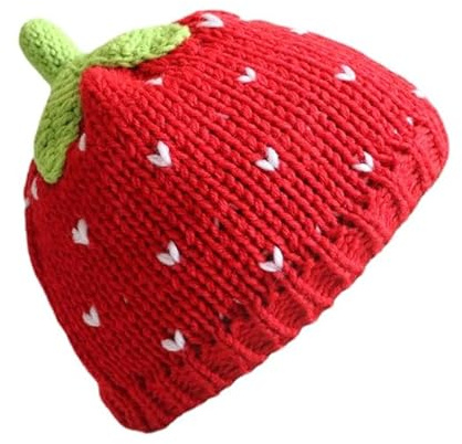 Y2k Beanie für Damen, Erdbeere, Häkelmütze, Dämonen-Mütze, niedlicher Hut, Grunge Emo Slouchy, warme Strickmützen, Erdbeeren, Einheitsgröße