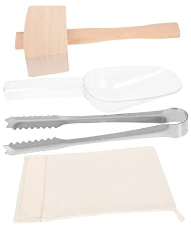 BESTonZON Eisbeutel Mit Holz-eishammer Langlebig Und Ergonomisch Inklusive Eisschaufel Und Ice Clip Wiederverwendbar Für Bar Küche Picknick Und Barkeeper Für Crushed Ice Zubereitung