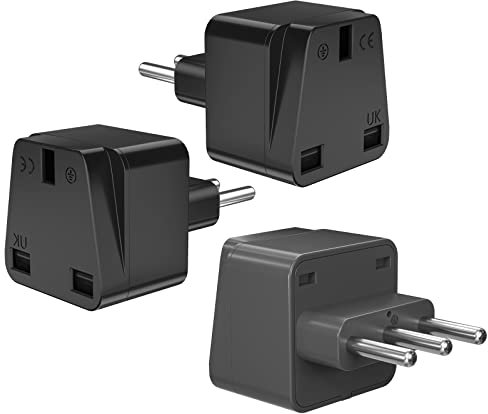 [3 Pack] UK to Italy Plug Adapter, UK to 3 Pin Italy Travel Adaptor,UK to Italian Converter Power Adapter for Italy, Chile, Maldives, San Marino and more, Type L Plug, Black