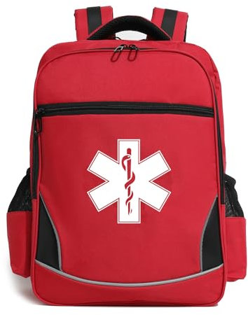 Erste-Hilfe-Medizinrucksack, leer, Krankenschwester-Behandlung, Ersthelfer, Traumatasche für Camping, Radfahren, Wandern, Rettungssanitäter, EMT, Rot/Ausflug, einfarbig (Getaway Solids), Large, Star