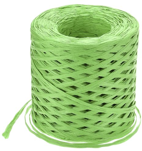 QUARKZMAN Cinta de Artesanía de Papel de Rafia 1/4 Pulgada 218 Yardas Cordel de Rafia para Envolver Navidad Regalos Manualidades DIY Verde