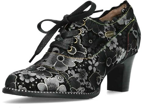 Laura Vita Damen Pumps Florale Leder Schnürpumps Blumenmuster Elcodieo 231, Größe:38 EU, Farbe:Grau