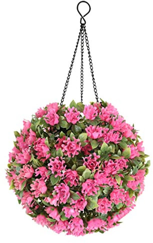 GARVALON Solar-powered Floral Topiary Light Artificial Hanging Decoration for and Wedding Led Lighted Faux Flower Design and Easy Installation