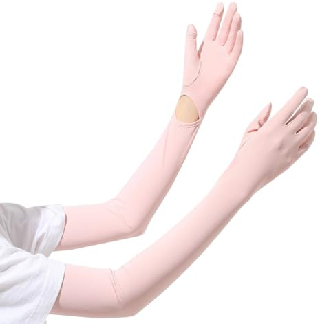 Mioyow - Guantes de protección UV, guantes largos de conducción de seda helada transpirables antideslizantes para pantalla táctil