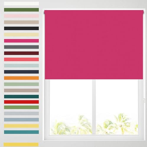 Barnes Blinds - Blackout Roller Blinds for Windows, Custom Cut to Size - Black Out Thermal Fabric Durable Fittings Easy Fit - Roller Blind (Cerise Pink 61cm)