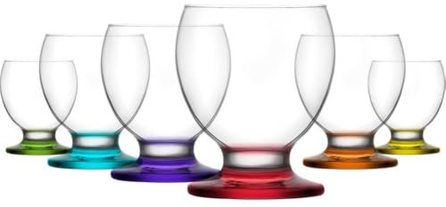 NORDIC SCHILLER Lot de 6 verres à eau, à jus, 280 ml, 100 % sans plomb - Passe au lave-vaisselle - Verre organique coloré