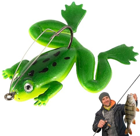 Generisch Top Water Frogs Bass Fishing | Topwater Frog realistische Barschköder Swimbait,Schwimmender Köder, künstlicher Weichbarsch-Angelköder für Hecht, Forelle, Salzwasser, Süßwasser
