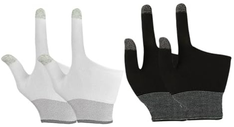 WOONEKY Gaming Fingerlinge 2 Paar Nylon Graphen für Mobilgeräte | Atmungsaktiv, Leicht und Rutschfest, Geeignet für Spiel und Phone Game, Wiederverwendbar im 2 Stück-pack
