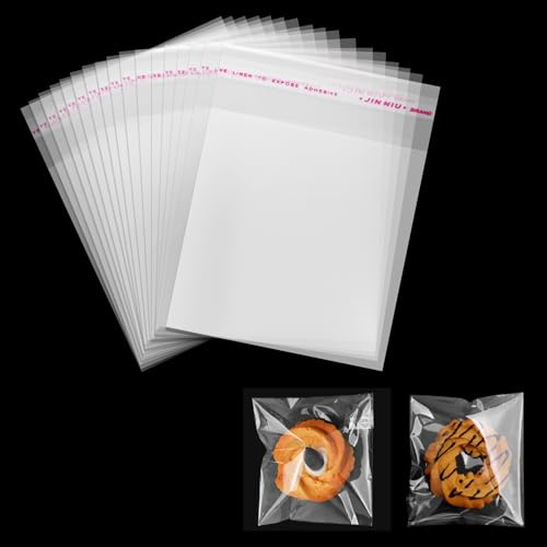 100 bolsas de celofán, bolsas de galletas autoadhesivas transparentes, bolsas de plástico para dulces para panadería, galletas, caramelos, bizcochos, joyas, jabones, tarjetas y horquillas (10 × 12 cm)