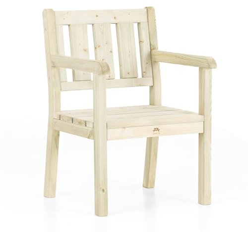 Amata UNGURS Einzelbank Modernes Design - Wetterfeste Holzbank für Draußen, Terrasse, Hinterhof und Garten Feuerstellen - Ergonomischer und Langlebiger Stuhl, Zeitloses Design (Holz)