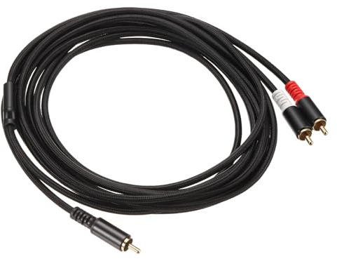 DMiotech RCA Y Cable 16ft, 1 RCA Male to 2 RCA Male Y Splitter Stereo Audio Subwoofer Cable for Home Theater, HDTV, Speakers, Hi-Fi Systems, Amplifiers