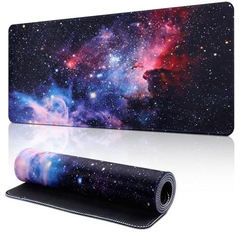 Yimomoyi Tapis de Souris de Jeu, 800 x 300mm XXL Tapis Souris Gaming Grand, Tapis Bureau Antidérapant Étanche, sous Main Souris à Bords Cousus pour Gamer, Ordinateur, PC (Nébuleuses B)